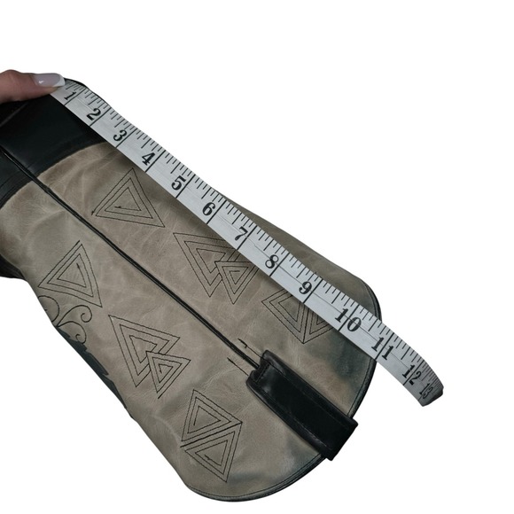 EIGHT SECOND ANGEL AZTEC FEATHER Cowboy Boots Women's Sz 8 Cream/Gray / Black - Picture 15 of 16